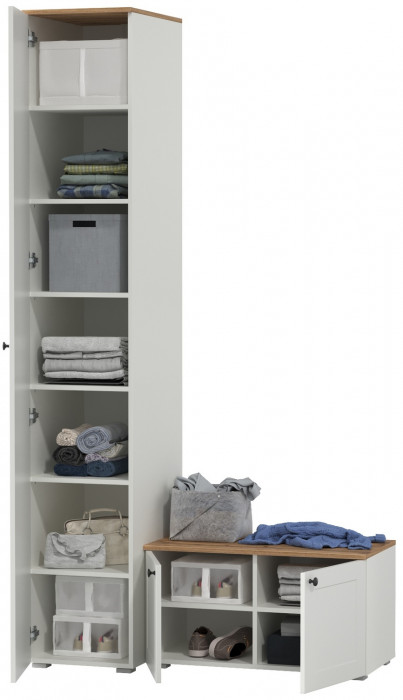 Остин Прихожая 11, белый шагрень/дуб крафт золотой