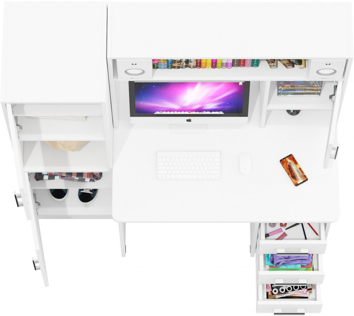 компьютерный стол С-МД-СК9+Пенал С-МД-СК9П, белый шагрень