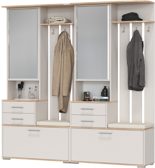 Два шкафа с вешалкой Домино 2-3431дкз/к.с, дуб крафт золотой/кашемир серый
