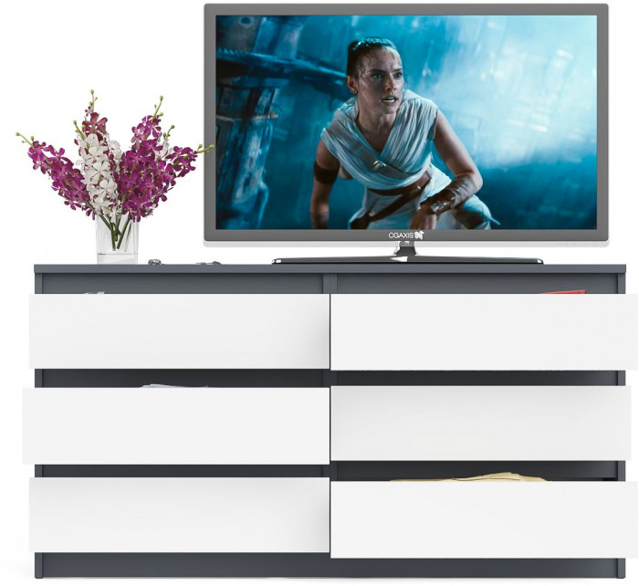 Мори Комод МК1380.6, графит/белый