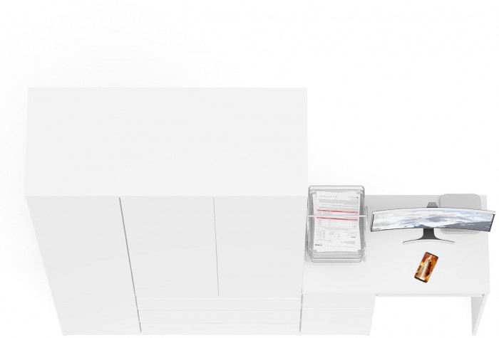 Мори Стол компьютерный МС-1 левый + Шкаф МШ1200.1, цвет белый, ШхГхВ 210,4х50,4х209,6 см., выдвижной ящик слева, НЕ универсальная сборка