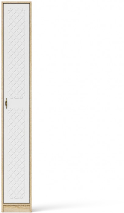 Прихожая П-6-350 Пенал, цвет дуб сонома/фасады МДФ белое дерево фрезеровка ромб, ШхГхВ 30х35х210 см., универсальная сборка