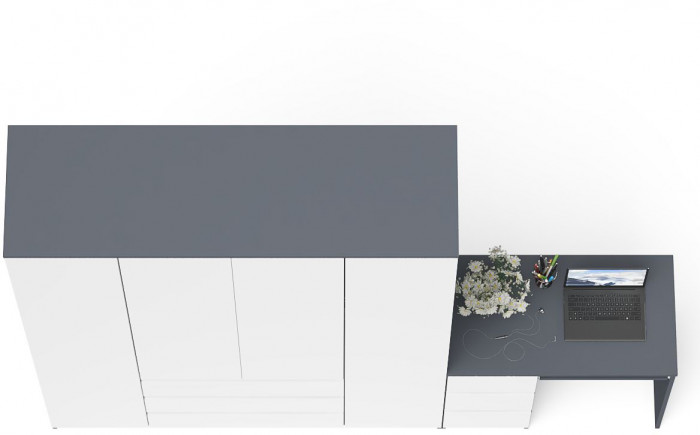 Мори компьютерный стол МС-6 левый + Шкаф МШ1600.1, графит/белый