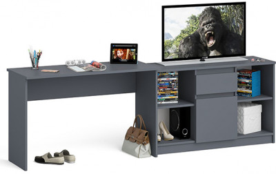 Мори письменный стол МСП1200.1 + Тумба МТВ1204.1, графит