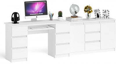 Мори Стол компьютерный МС-2 + Комод МК1200.3, цвет белый, ШхГхВ 255,8х50х76,6 см., универсальная сборка
