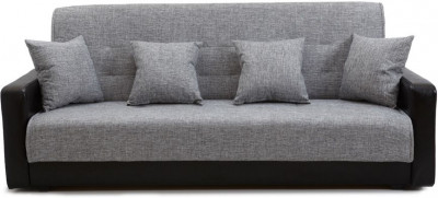 Диван-книжка Лондон, 140х190, велюр/экокожа серый/черный