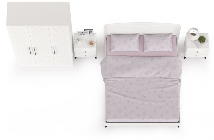 Валенсия Спальня № 33, ЛДСП белый шагрень/МДФ белый шагрень