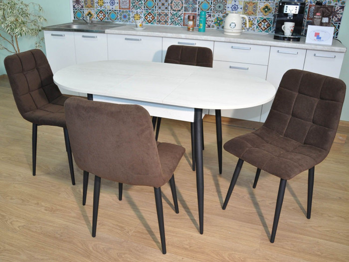 Обеденная группа Стиль-1 / Стул Х 4 шт. / Бетон белый/черный / бид 10