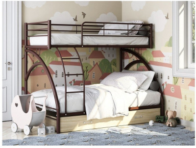 Двухъярусная кровать Виньола-2Я (с укороченной лестницей) (Коричневый)