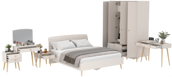 Афина Спальня 34-1600, цвет кашемир серый, сп.м. 1600х2000 мм., б/м, основание есть - фанера