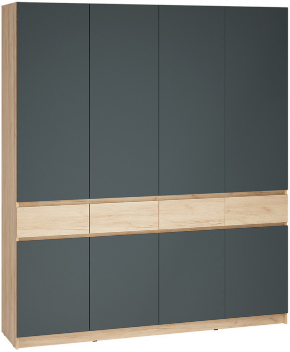 Шкаф распашной Стоуби ШК-2000, Дуб крафт золотой, Серый графит