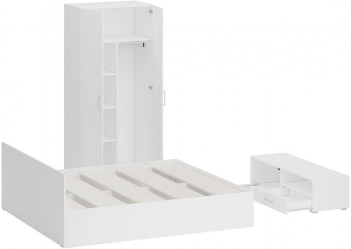Спальня Стандарт 3-1800, белый/фасады ТВ тумбы МДФ белый глянец