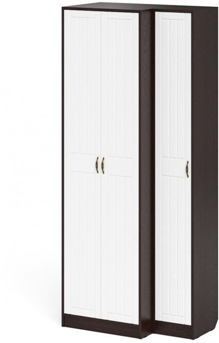 Прихожая П-6 Шкаф + Пенал, цвет венге/фасады МДФ белое дерево фрезеровка прованс, ШхГхВ 90х50х210 см., универсальная сборка