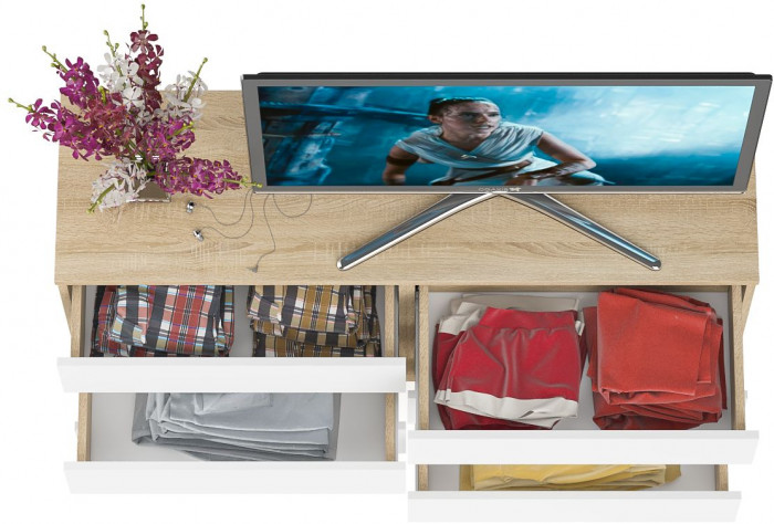 Мори Комод МК1380.6, дуб сонома/белый