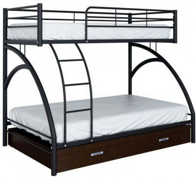 Двухъярусная кровать Виньола-2Я (с укороченной лестницей) (Серый)