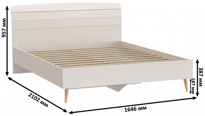 Афина Спальня 01-1600, цвет кашемир серый, сп.м. 1600х2000 мм., б/м, основание есть - фанера