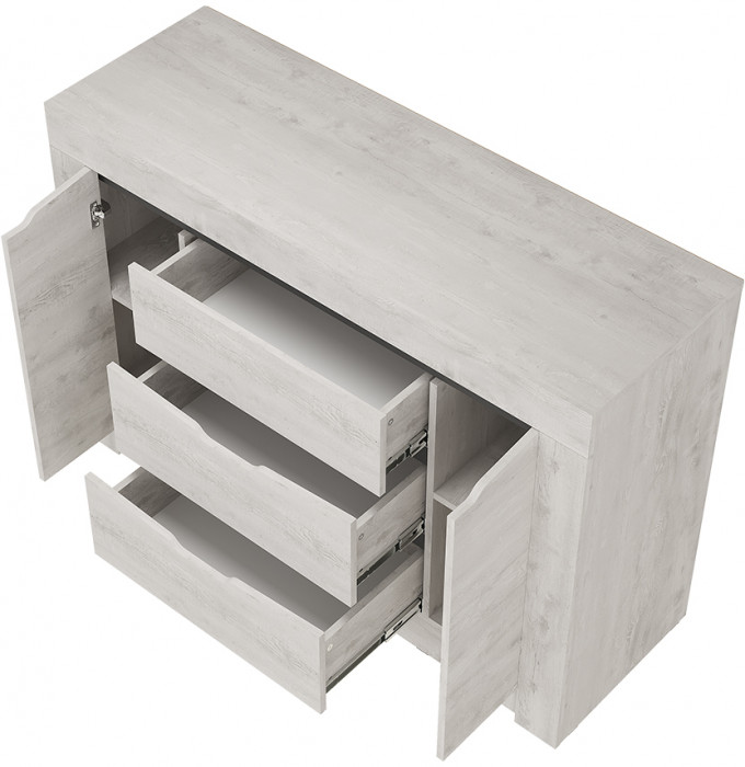 "Леонардо" КМ-12 комод Бетон пайн светлый/графит