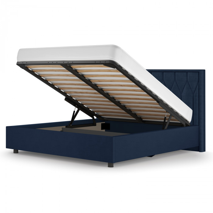 Кровать-10М с подъёмным основанием 1600 темно-синяя