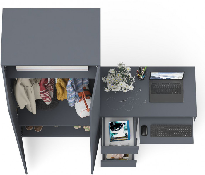 Мори компьютерный стол МС-6 левый + Шкаф МШ800.1, графит