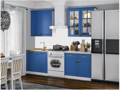 Кухня МДФ Констанция 1600/900 компоновка №3 (Джинс, Белый)