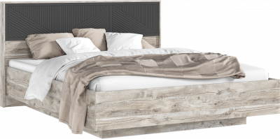 Сильвия Кровать парящая 1,6м с ПМ с подсветкой Браш Графит/Дуб Юкон, Дуб Юкон