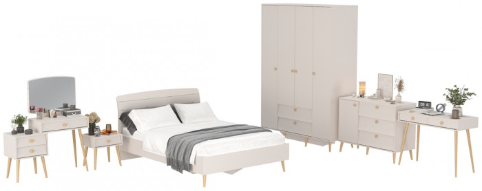 Афина Спальня 35-1400, цвет кашемир серый, сп.м. 1400х2000 мм., б/м, основание есть - фанера