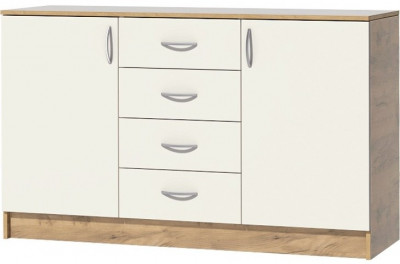 Кэт-7 Комод 2 створки 4 ящика (Крафт золотой / Миндаль)