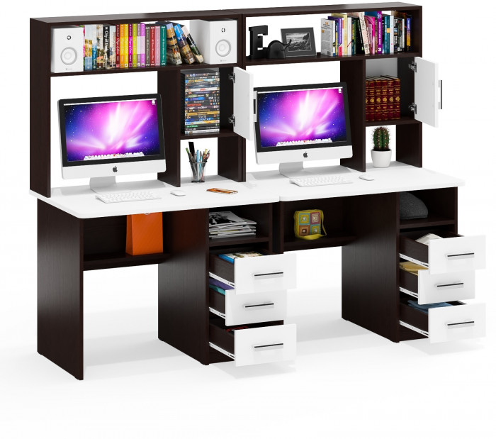 компьютерный стол С-МД-СК9+компьютерный стол С-МД-СК9, венге/белый шагрень