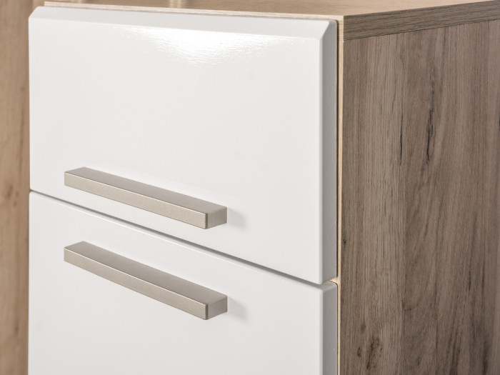 Лайн Прихожая № 15, дуб крафт серый/фасады МДФ белый глянец