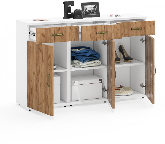 Лидер-8 Тумба МД 3.15 3 шт., белый шагрень/крафт золото