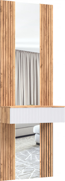 Тумба с зеркалом и шкафом 2-х ств Марвэл, Крафт золотой/Браш мени грин