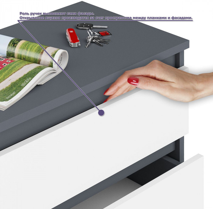 Мори компьютерный стол МС-6 левый + Тумба ТМП400.1, графит/белый