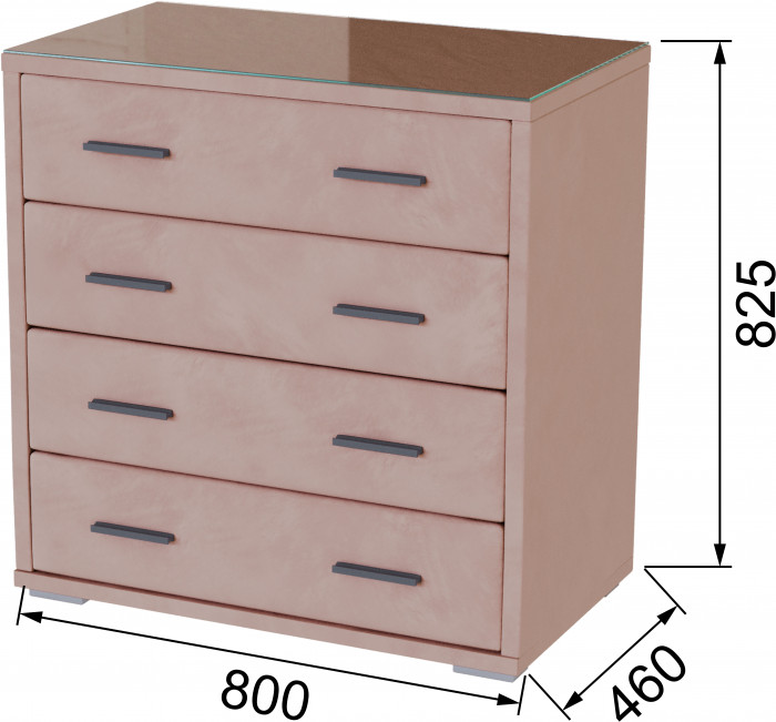Интерьерный комод со стеклом пыльная роза