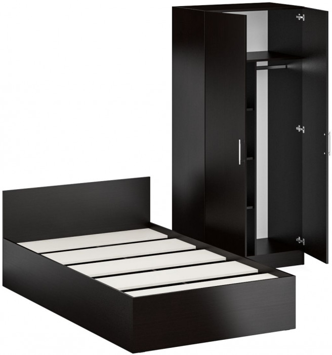 Кровать 1200 + Шкаф 2-х створчатый Стандарт, венге