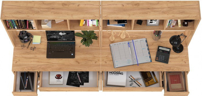 Стол компьютерный Комфорт 12.77F + Стол компьютерный Комфорт 12.77F, цвет дуб крафт золотой, ШхГхВ 200х49,8х147 см., универсальная сборка