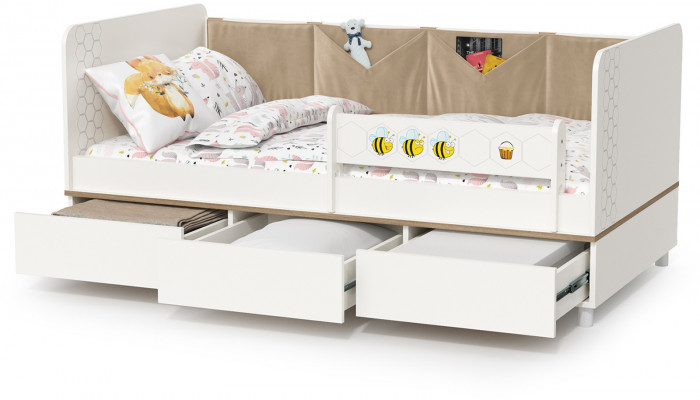 Эйп 11.40 Кровать, цвет белый/дуб белый, ШхГхВ 164,2х89,7х75 см., сп. м. 800х1600 мм., б/м, осн. есть, макс. нагрузка 80 кг., рек. выс. матр. 120 мм.