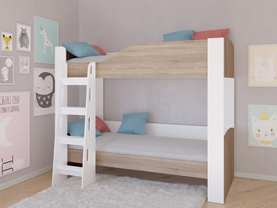 Кровать двухъярусная АСТРА 2 Белый/Сонома без ящика