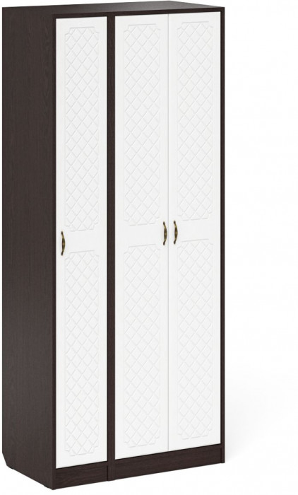 Прихожая П-6-500 Шкаф + Пенал, венге/фасады МДФ белое дерево фрезеровка ромб
