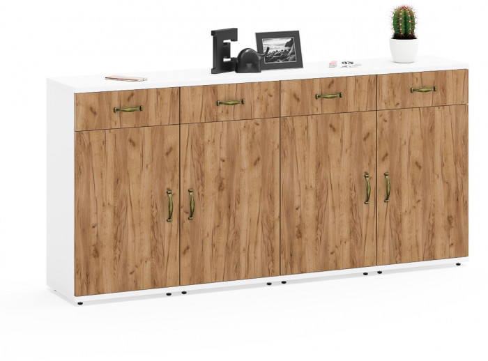 Лидер-8 Тумба МД 3.15 4 шт., белый шагрень/крафт золото