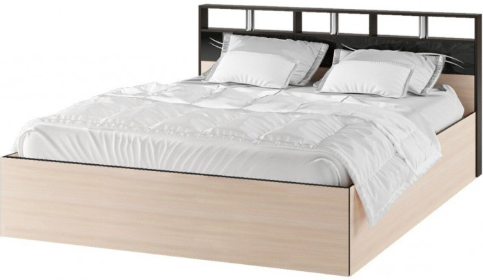 Эрика Кровать 140 с настилом ЛДСП, венге/дуб молочный