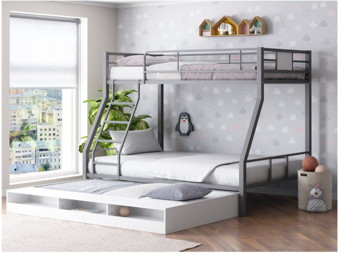 Двухъярусная кровать Гранада 1КВ (Дуб молочный, Черный)