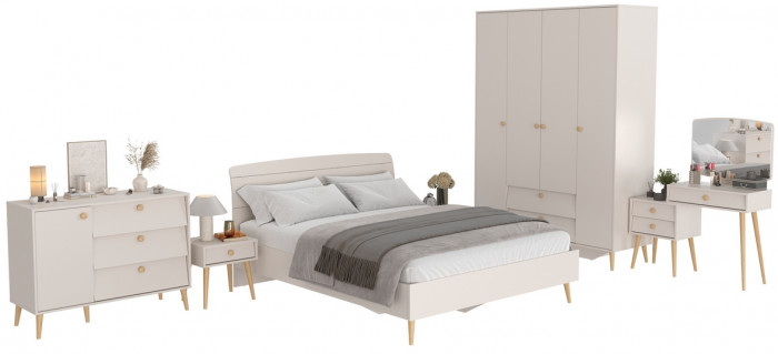 Афина Спальня 02-1600, цвет кашемир серый, сп.м. 1600х2000 мм., б/м, основание есть - фанера