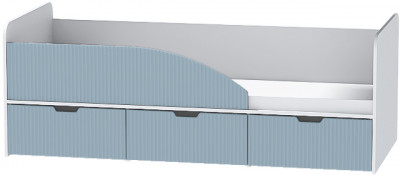 Детская кровать Бриз-3 МДФ, Левая Белый/Антакртида (Полосы)