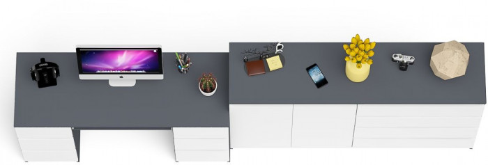 Мори Стол компьютерный МС-2 + Комод МК1600.1, цвет графит/белый, ШхГхВ 295,8х50х94 см., универсальная сборка