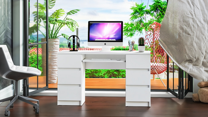 Мори Стол компьютерный МС-2, цвет белый, ШхГхВ 135,4х50х76,6 см.