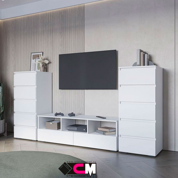 Хелен КМ 03 Комод 502 5 ящиков (0,502х1,188х0,460) белый/дуб крафт золото