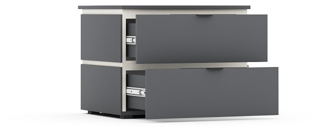 Тумба прикроватная 2 ящика "Ривьера" - Ясень снежный/Графит