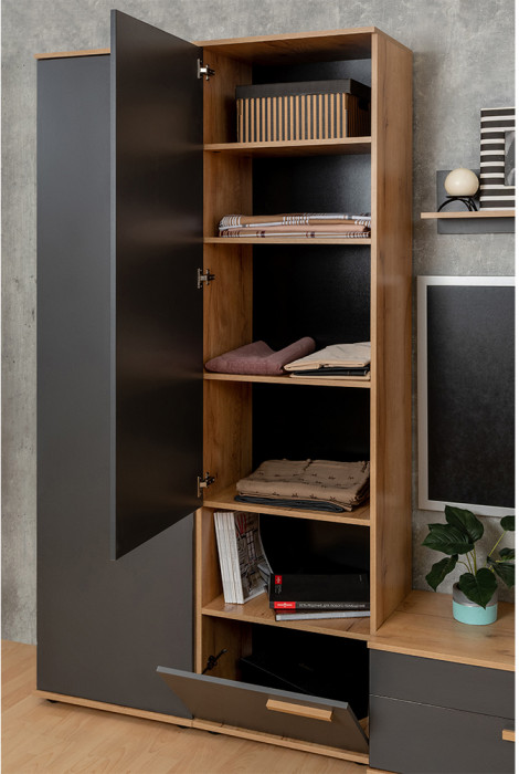 Шкаф МЦН Crown 11, Графит, Дуб золотистый