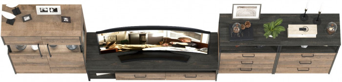 Трувор Гостиная 110, цвет дуб гранж песочный/интра, ШхГхВ 367,6х45,4х135,3 см., универсальная сборка