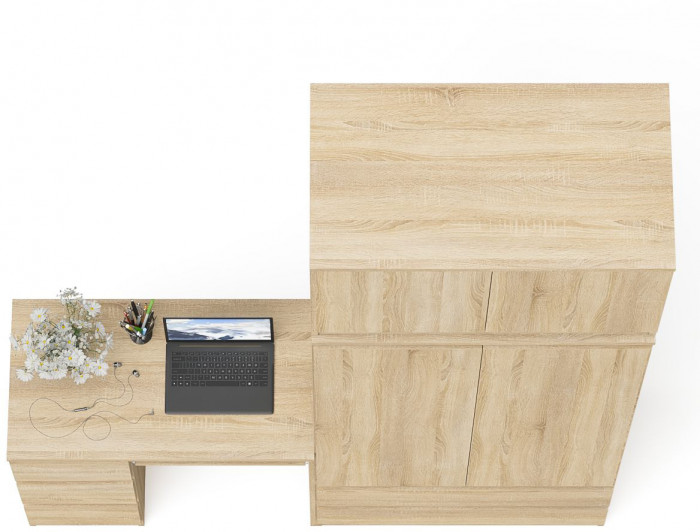 Мори компьютерный стол МС-6 левый + Шкаф МШ900.1 + Антресоль МА900.1, дуб сонома